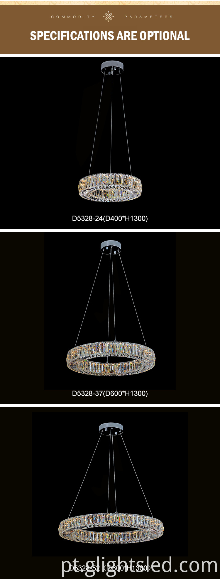 Novo design hotel moderno em aço inoxidável K9 cristal 3000k 24w 37w 52w luz pendente led redonda